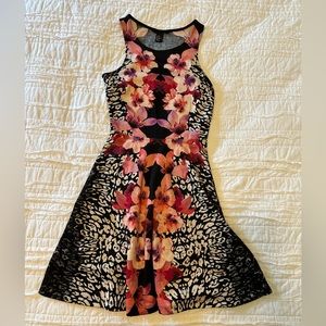 XS H&M black mini dress with flowers